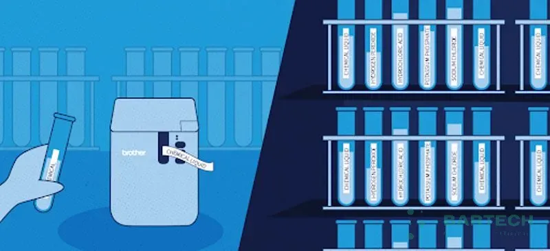 Nhãn in Brother chịu nhiệt, ứng dụng trong phòng thí nghiệm, dán nhãn hóa chất