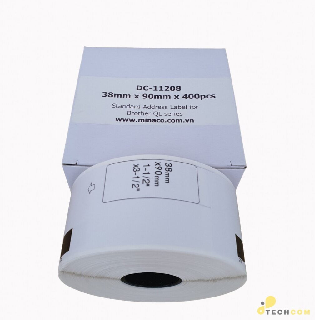 DC-11208 / Nhãn 38mm x 90mm dùng cho máy Brother QL-700 / QL-800 / QL-810W / QL-820NW / QL-720NW / QL1050 / QL-1060N /QL-1100 / QL-1110N / TD-2020 / TD-2130N / TD-4000