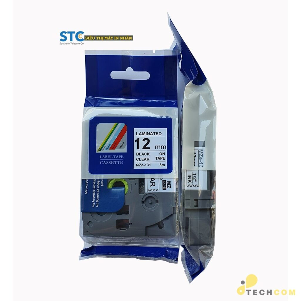 MZE-131 / CHỮ ĐEN NỀN TRONG 12MM