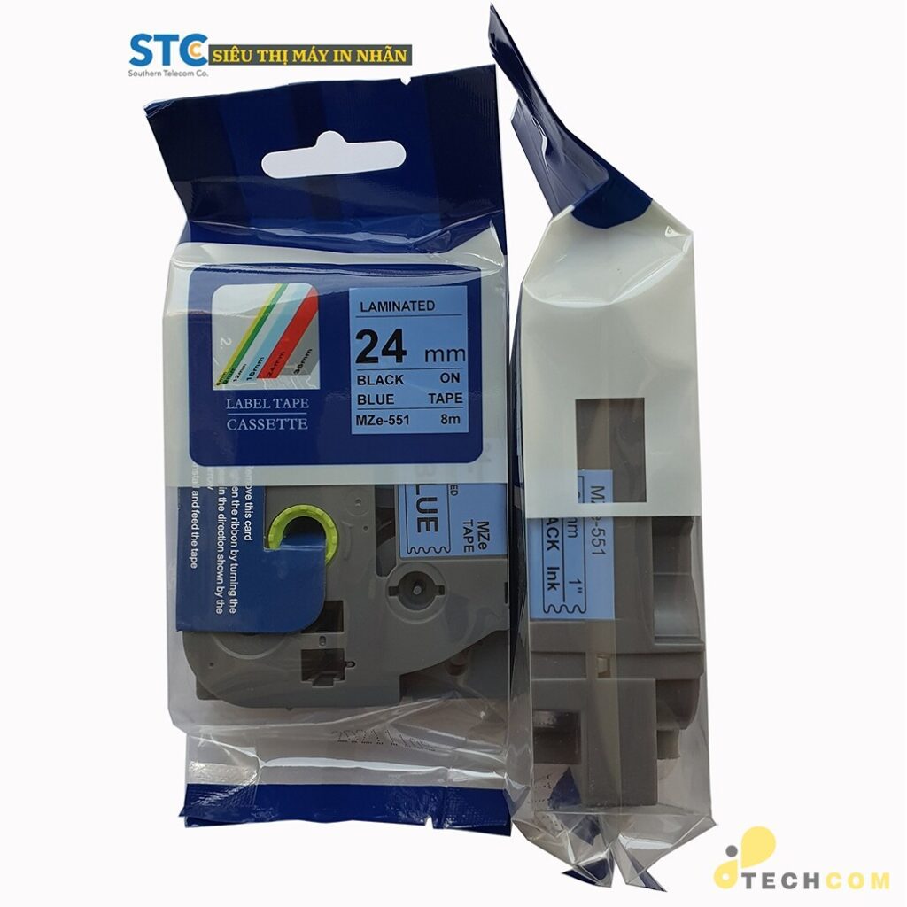 MZE-551 / CHỮ ĐEN NỀN XANH DƯƠNG 24MM