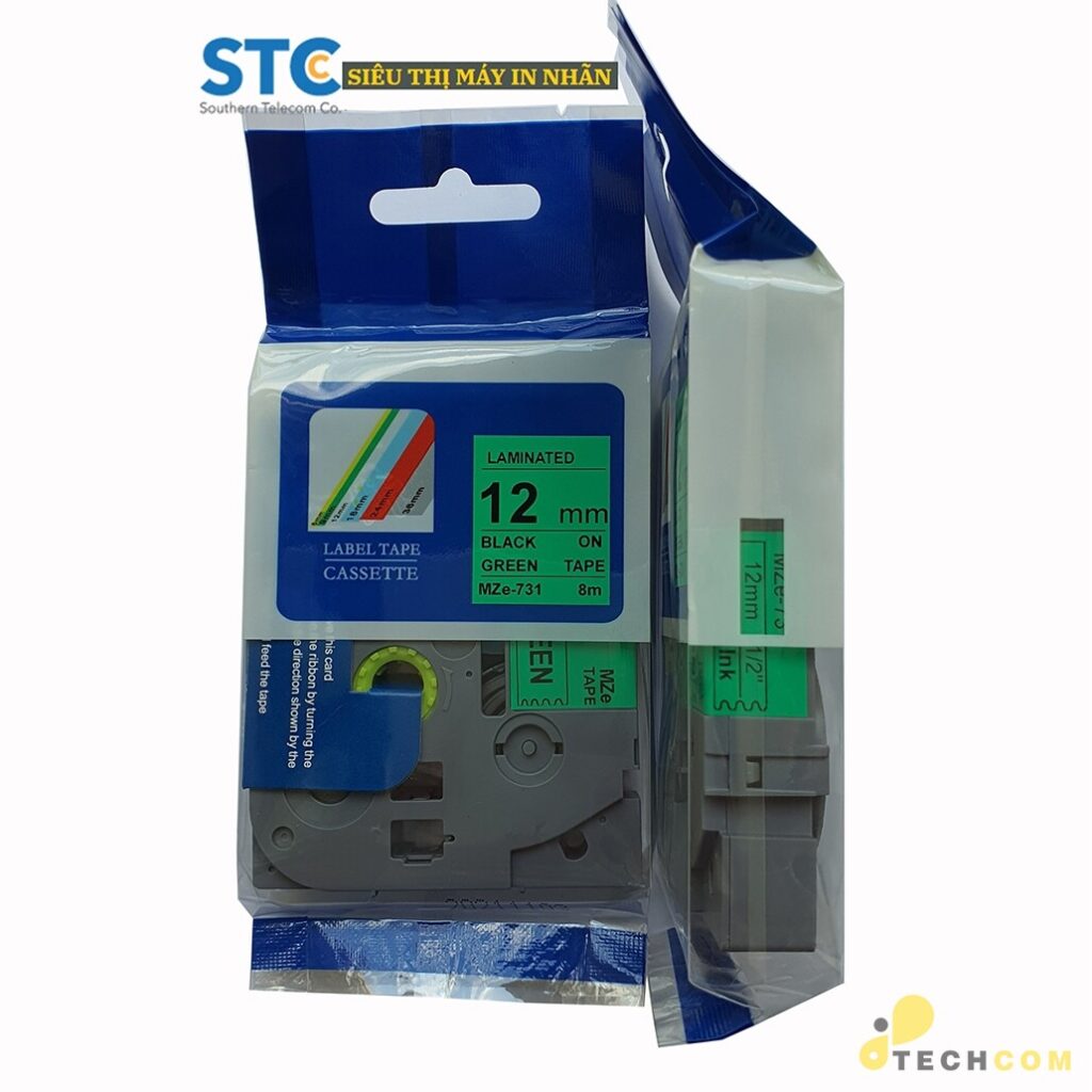 MZE-731 / CHỮ ĐEN NỀN XANH LÁ 12MM