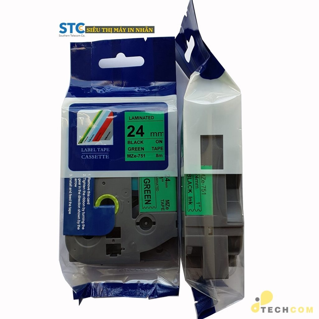 MZE-751 / CHỮ ĐEN NỀN XANH LÁ 24MM